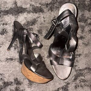 Nine West Shiny Black Strappy Heels